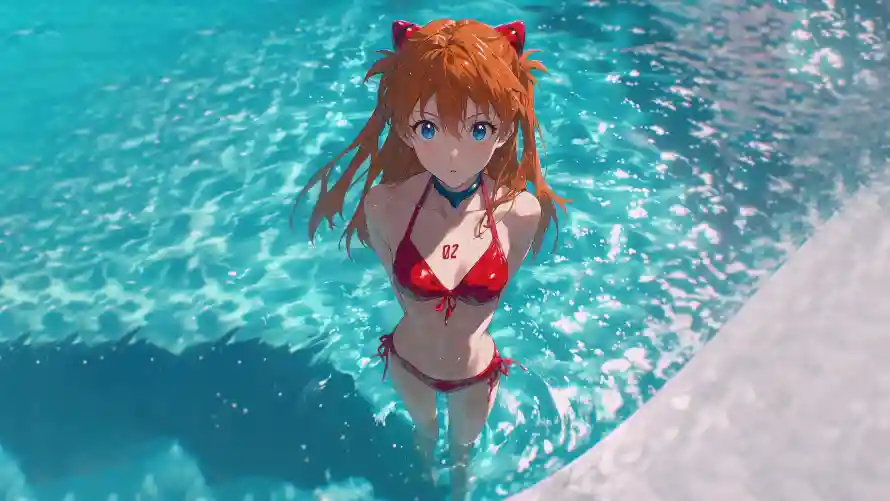 4k泳装壁纸 - eva - 明日香 - 动漫角色「哲风壁纸」