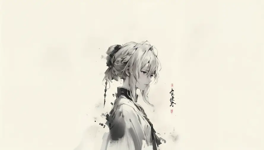 4k国风壁纸 - 少女 - 水墨 - 东方美学「哲风壁纸」