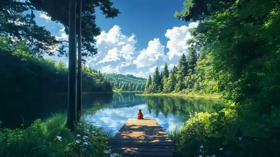 4k树林壁纸 - 湖 - 宁静湖景 - 户外风光「哲风壁纸」