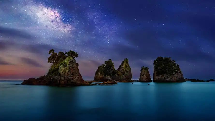 4k夜景壁纸 - 星空 - 海岛 - 海景「哲风壁纸」
