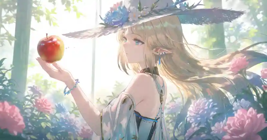 4k少女壁纸 - 帽子 - 花海 - 苹果「哲风壁纸」