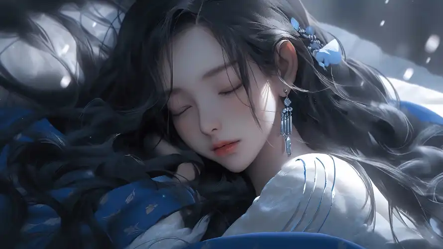 4k沉睡壁纸 - 美女 - 古风插画 - 国风美女「哲风壁纸」