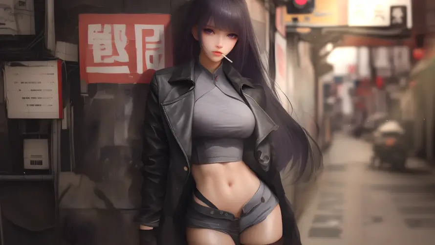 4k性感壁纸 - 街头 - 个性美女 - 夜间街景「哲风壁纸」
