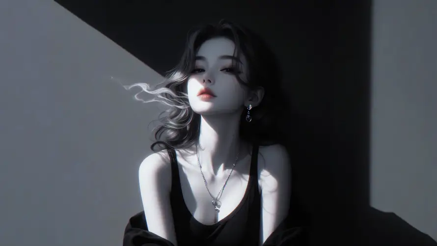 4k插画壁纸-吸烟有害壁纸和烟雾-插画美女壁纸推荐「哲风壁纸」