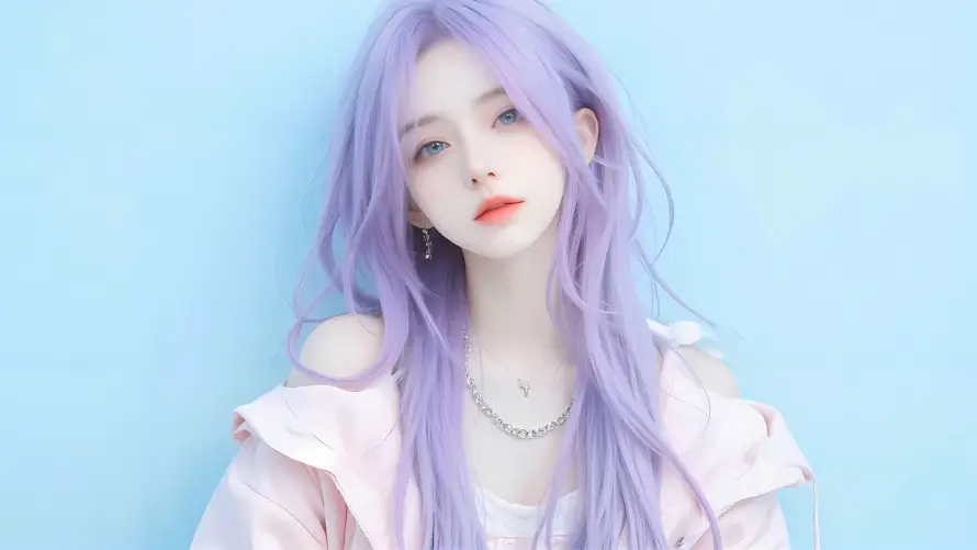 4k少女壁纸 - 紫发 - 少女写真 - 梦幻氛围「哲风壁纸」