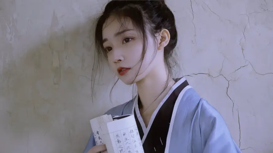 4k白墙壁纸 - 颜如玉 - 古典美女 - 古风服饰「哲风壁纸」