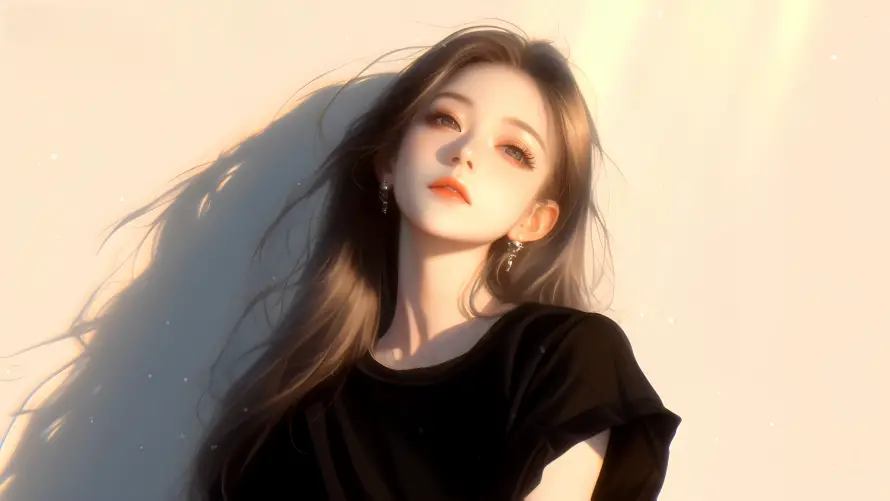 4k慵懒壁纸 - 夕阳余晖 - 少女插画 - 慵懒美女「哲风壁纸」