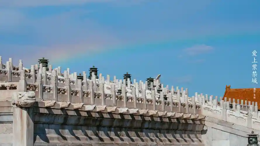 3k彩虹壁纸-紫禁城和故宫彩虹-彩虹古建筑「哲风壁纸」