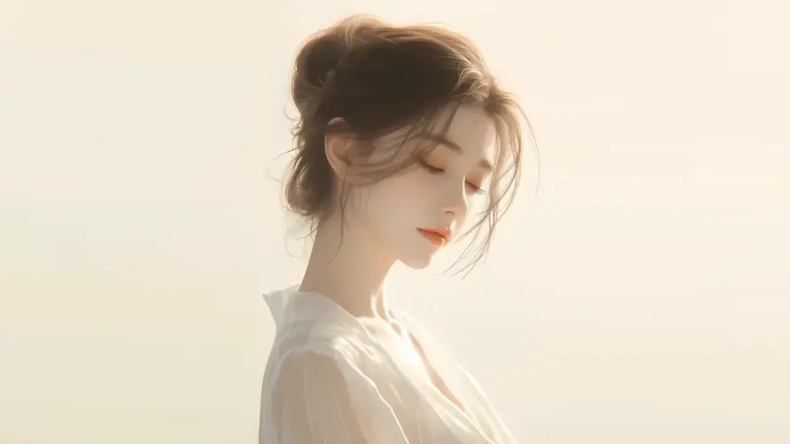 4k侧颜壁纸 - 暖光 - 少女侧脸 - 暖光侧颜「哲风壁纸」