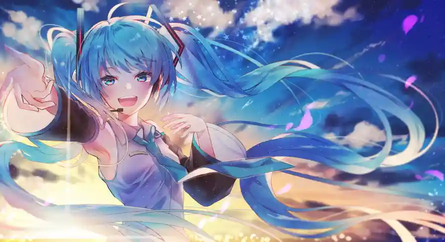 4k唱歌壁纸 - 云端场景 - 初音未来 - 动态插画「哲风壁纸」