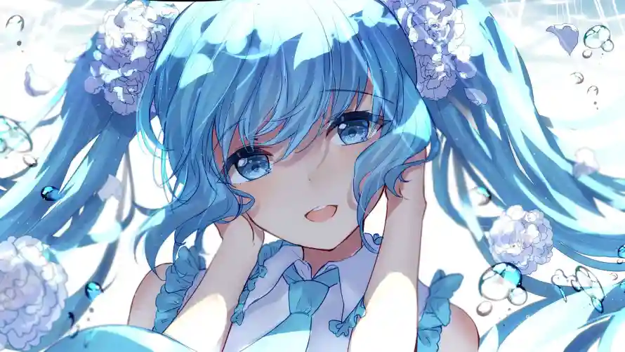 4k花朵壁纸 - 初音未来 - 清新风格 - 花朵元素「哲风壁纸」