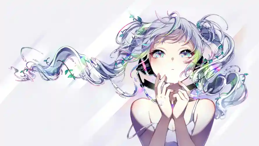 4k简单壁纸 - 初音未来 - 动漫插画 - 简单风格「哲风壁纸」