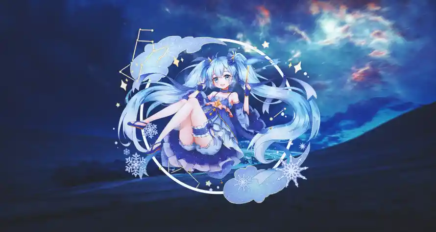 4k星空壁纸 - 二次元 - 蓝色系 - 初音未来「哲风壁纸」