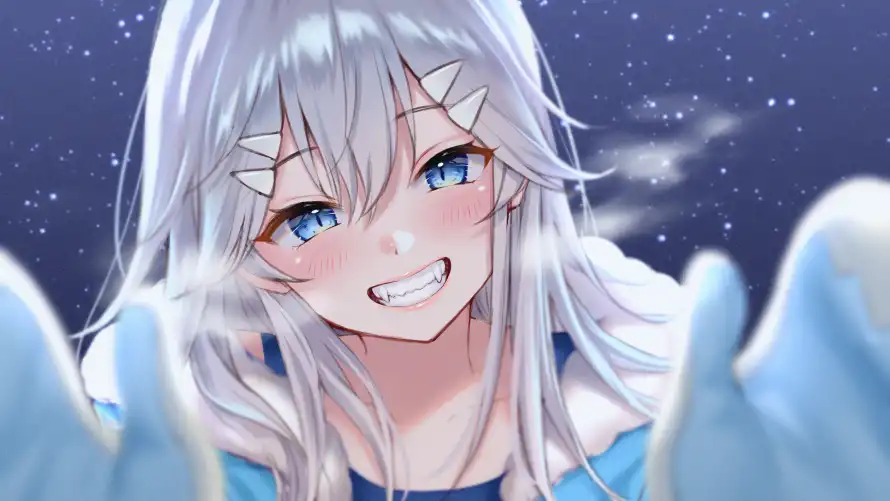 4k艺术壁纸 - 二次元 - 星空背景 - 银发少女「哲风壁纸」