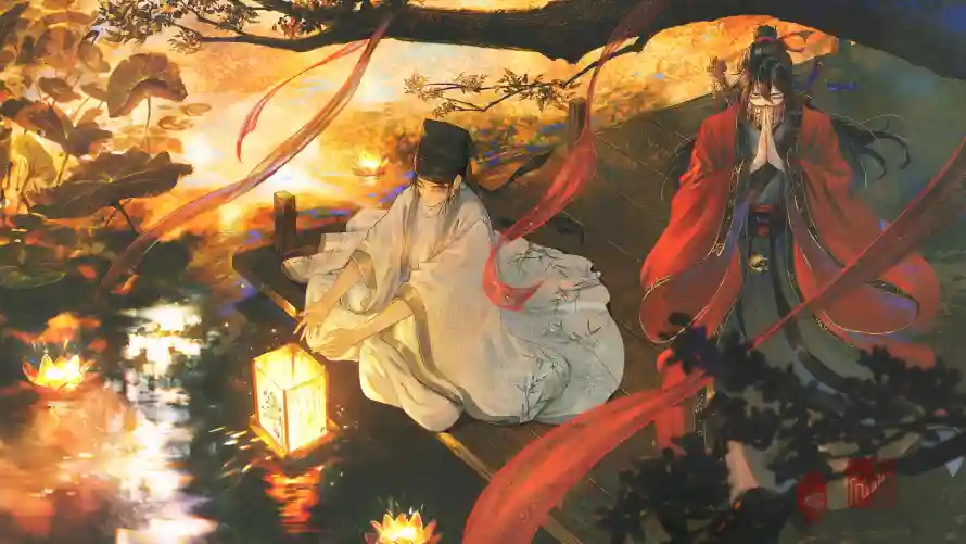 4k古风壁纸 - 夜景 - 山水 - 灯笼「哲风壁纸」
