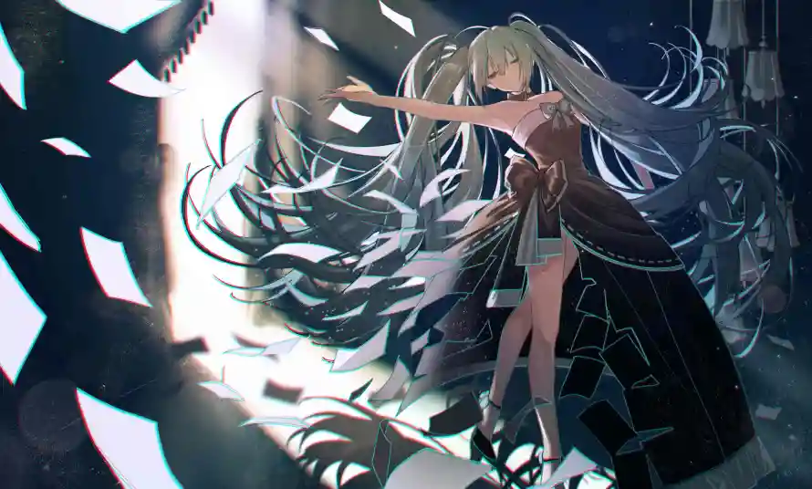 4k伸手壁纸 - 伸手动作 - 光影效果 - 初音未来「哲风壁纸」