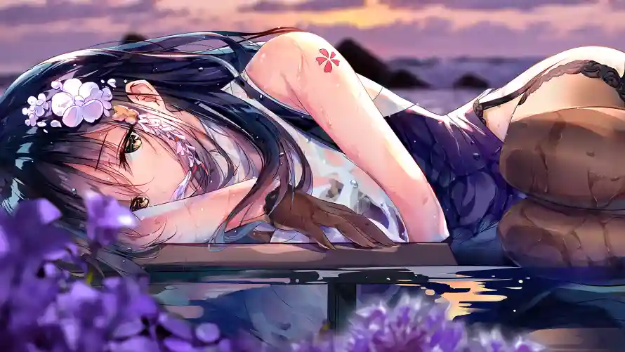 4k少女壁纸 - 水 - 花 - 水畔「哲风壁纸」