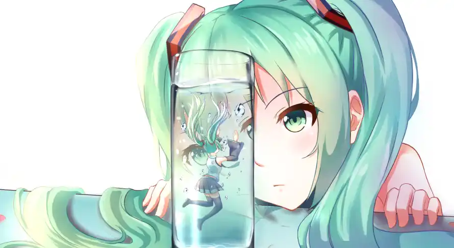 4k插画壁纸 - 水杯 - 二次元 - 初音未来「哲风壁纸」