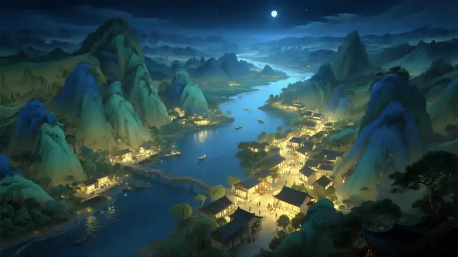 4k古风壁纸 - 国风 - 夜景 - 夜色「哲风壁纸」
