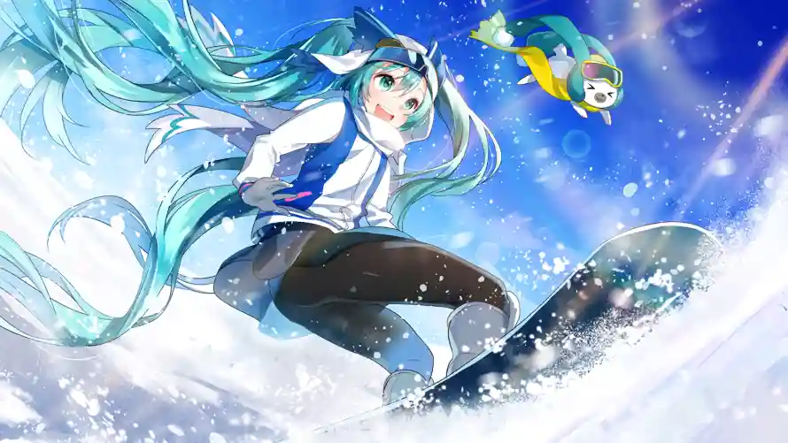 4k滑雪壁纸 - 冬季运动 - 初音未来 - 动感瞬间「哲风壁纸」