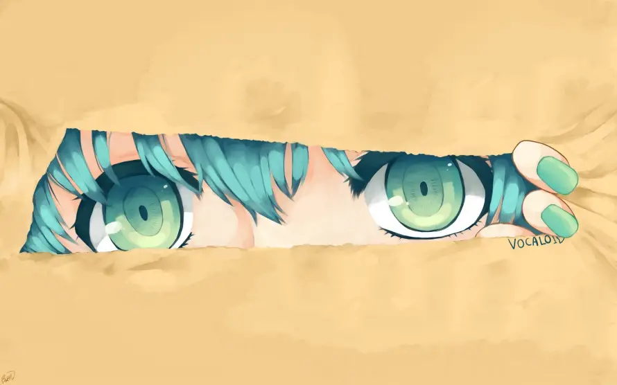 4k眼镜壁纸 - 初音未来 - 动漫角色 - 眼部特写「哲风壁纸」
