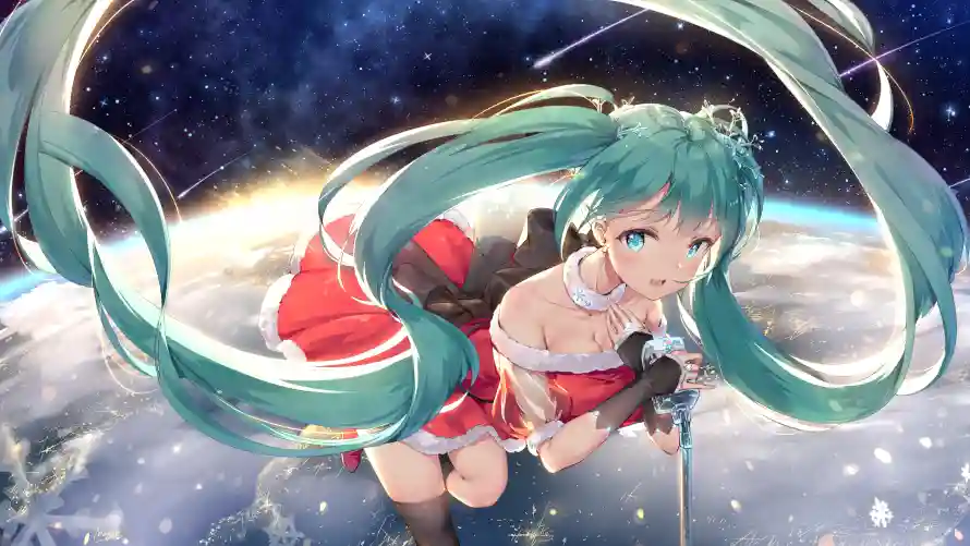 4k星空壁纸 - 红裙 - 二次元 - 初音未来「哲风壁纸」