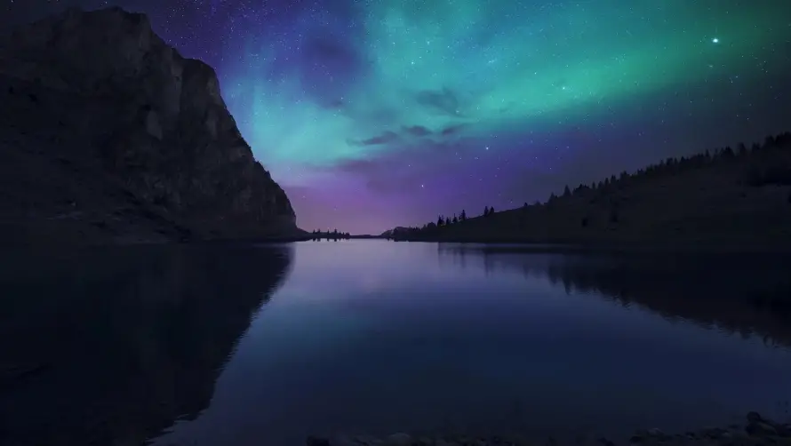 4k夜景壁纸 - 星空 - 极光 - 湖山「哲风壁纸」