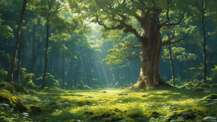 4k树林壁纸 - 阳光 - 光斑树影 - 森林背景「哲风壁纸」