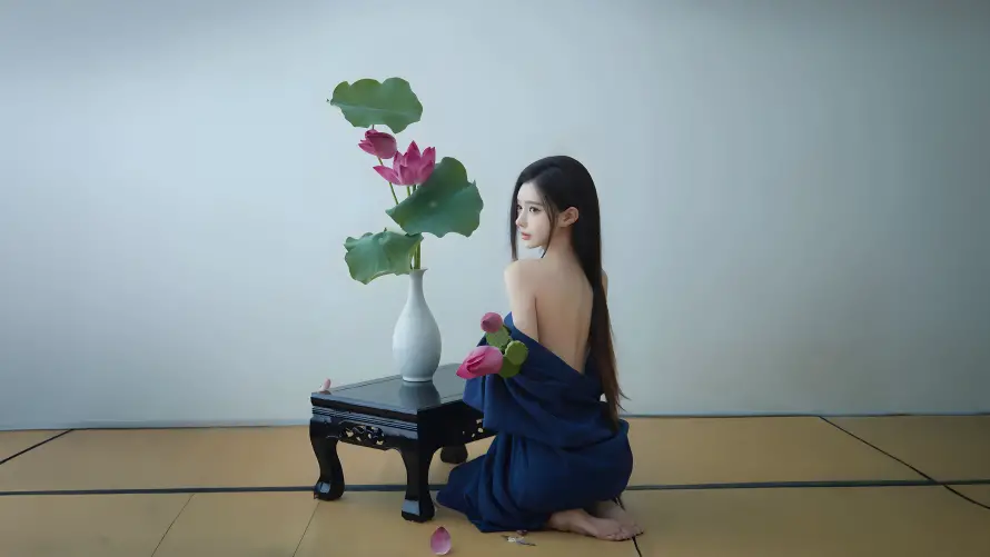 4k夏日风情壁纸-少女美背和清新意境-美女写真「哲风壁纸」