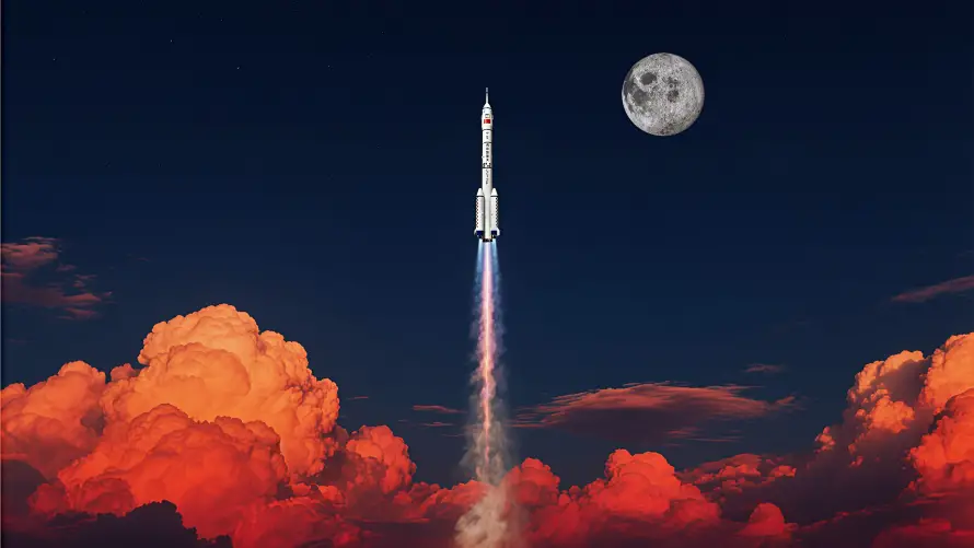 4k太空壁纸 - 宇宙 - 月亮 - 火箭「哲风壁纸」