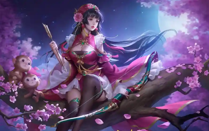 2k女孩壁纸-粉色系与櫻花-古装服饰免费下载「哲风壁纸」
