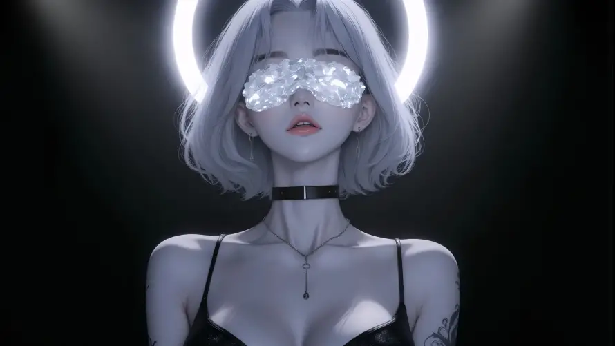 4k水晶壁纸-光影艺术和光环元素-少女插画「哲风壁纸」