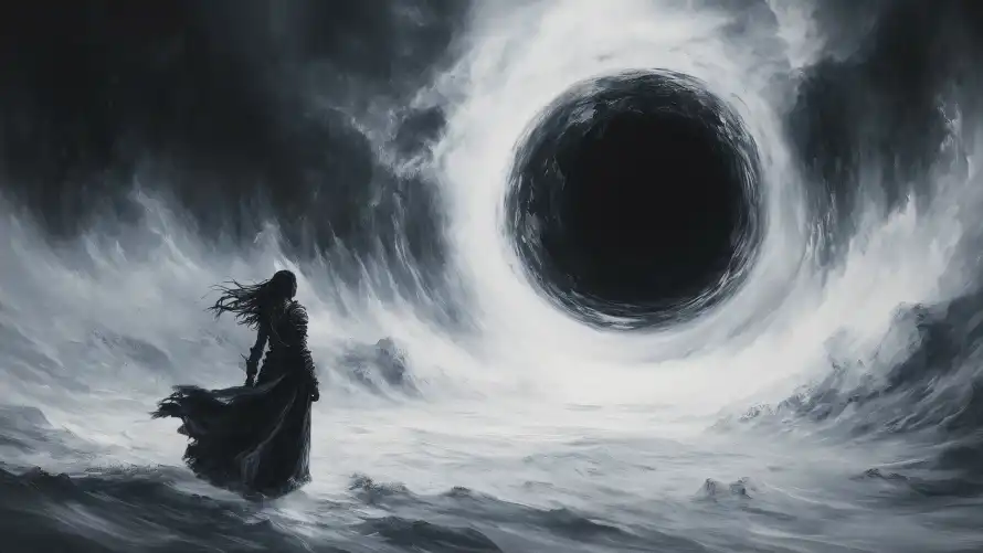 4k水墨风壁纸 - 暗黑艺术 - 水墨插画 - 漩涡场景「哲风壁纸」
