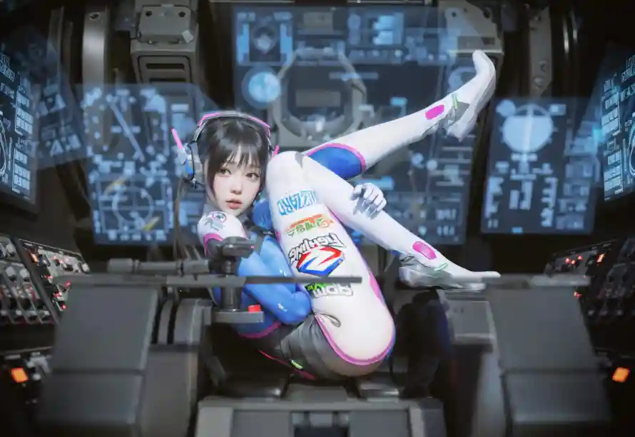 4kcos壁纸 - 驾驶舱 - D.Va - 守望先锋「哲风壁纸」