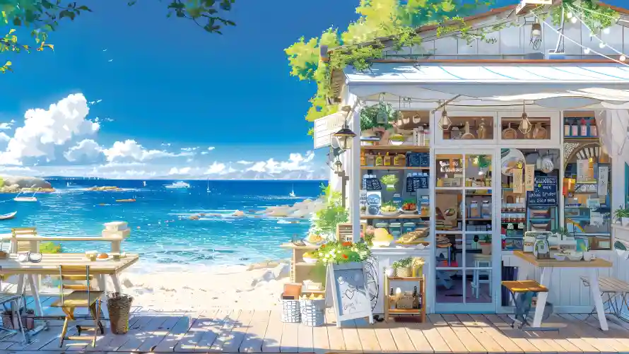 4k夏日海边壁纸 - 夏日背景 - 夏日风情 - 海滨场景「哲风壁纸」