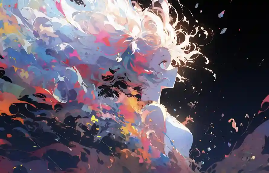 4k侧脸壁纸 - 少女 - 炫彩 - 飘逸「哲风壁纸」