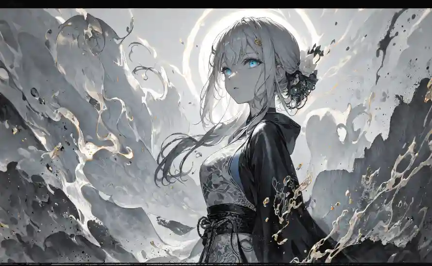 4k少女壁纸 - 云雾岩石 - 光影插画 - 又旧又新「哲风壁纸」