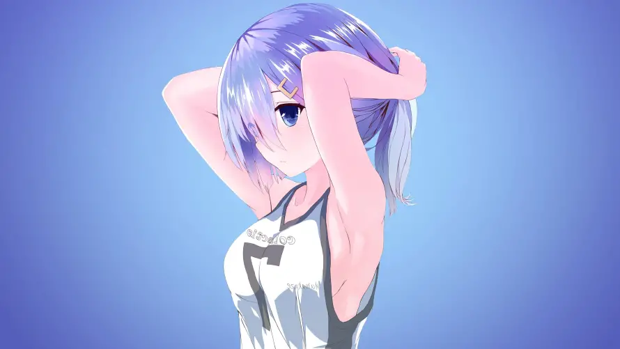 4k蕾姆壁纸 - 动漫插画 - 渐变背景 - 蓝发少女「哲风壁纸」