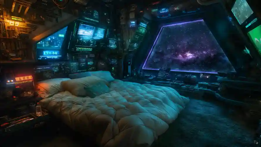 4k未来感壁纸 - 科技感 - 太空卧室 - 宇宙房间「哲风壁纸」