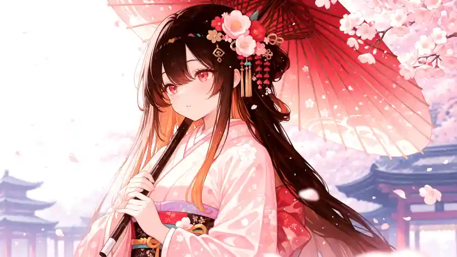 4k动漫壁纸 - 古风 - 和服 - 少女「哲风壁纸」