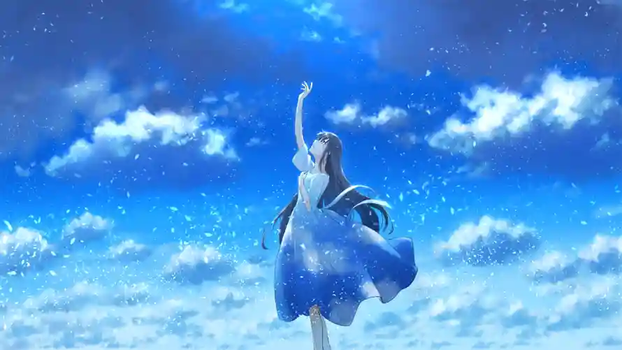 4k天空壁纸 - 少女 - 云海场景 - 云端晴空「哲风壁纸」