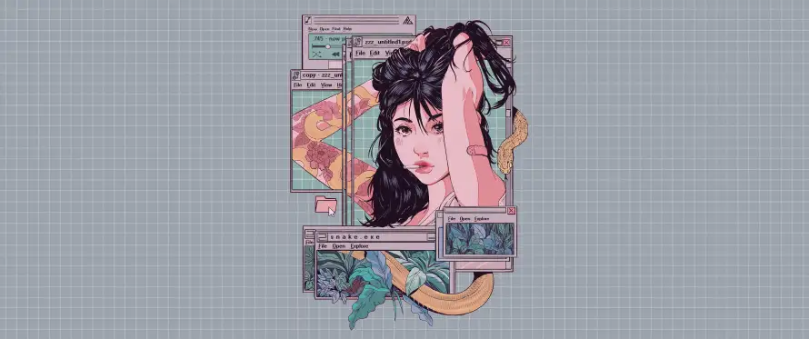 4k动漫壁纸 - 少女 - 几何插画 - 动漫插画「哲风壁纸」