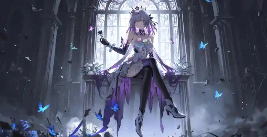 4k少女壁纸 - 蝶 - 哥特教堂 - 奇幻少女「哲风壁纸」