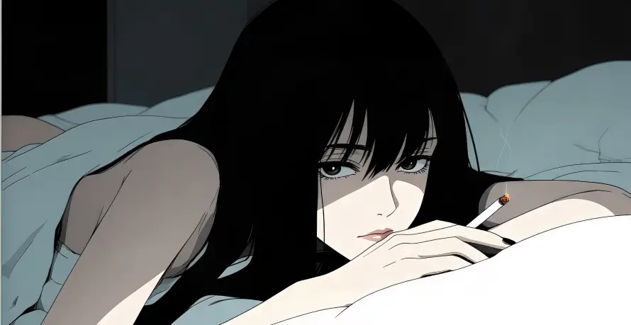 5k少女壁纸-动漫少女和烟-卧床少女壁纸分享「哲风壁纸」