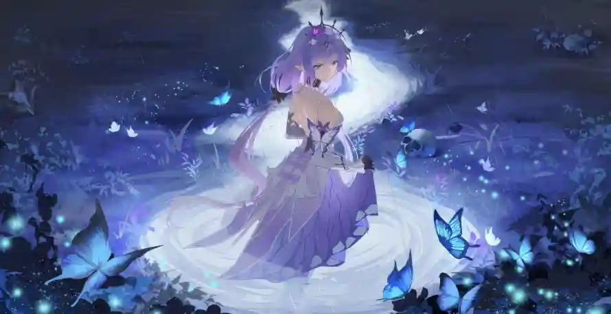 4k少女壁纸 - 蝶 - 星光森林 - 梦幻夜景「哲风壁纸」