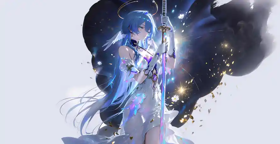 4k少女壁纸 - 持剑 - 奇幻插画 - 少女剑士「哲风壁纸」