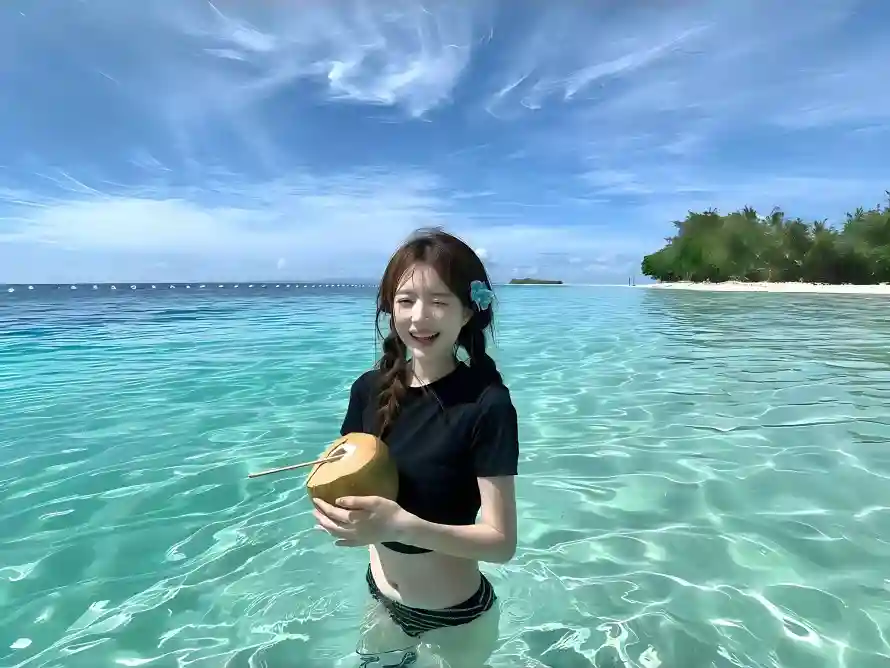 4k少女壁纸-夏日度假壁纸和海边-岛屿背景免费下载「哲风壁纸」