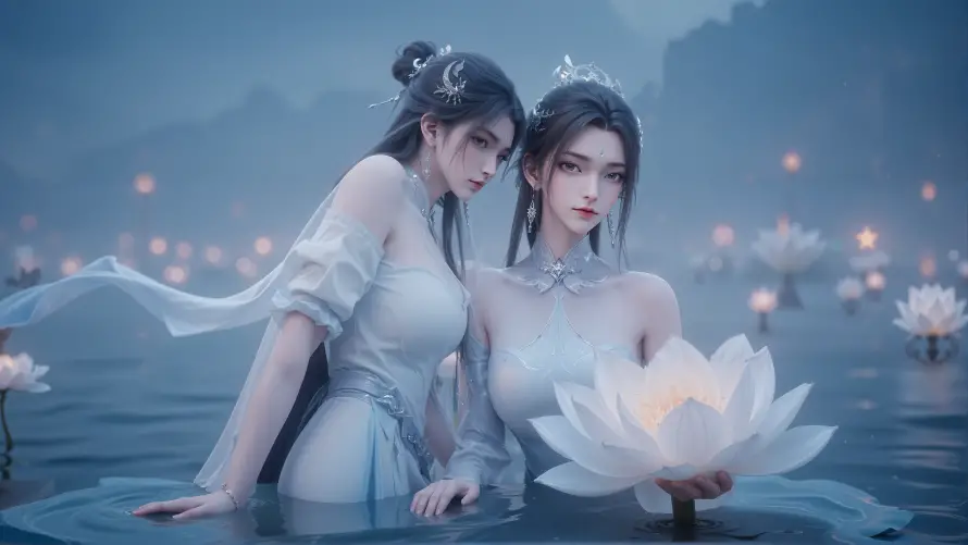 4k仙侠壁纸 - 双人 - 古风 - 莲花「哲风壁纸」