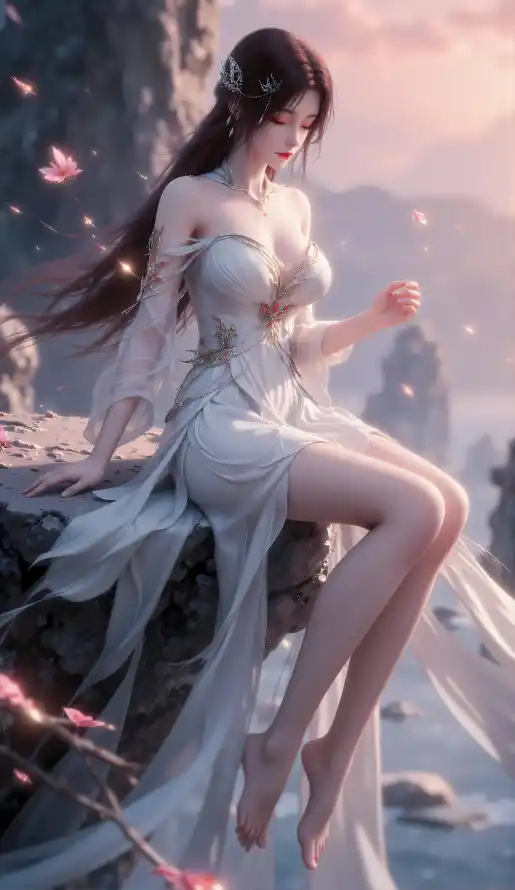 4k火灵儿壁纸 - 完美世界 - 白衣少女 - 长发飘逸「哲风壁纸」