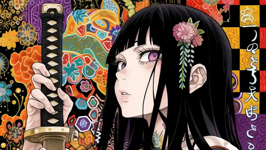 4k女孩壁纸 - 插画 - 暗黑 - 和风女孩「哲风壁纸」